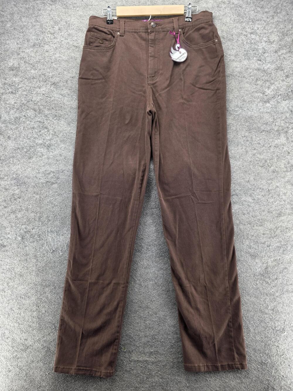 Gloria Vanderbilt Jeans Womens 12 Tall Brown Tapered High Rise Stretch 33.5 In